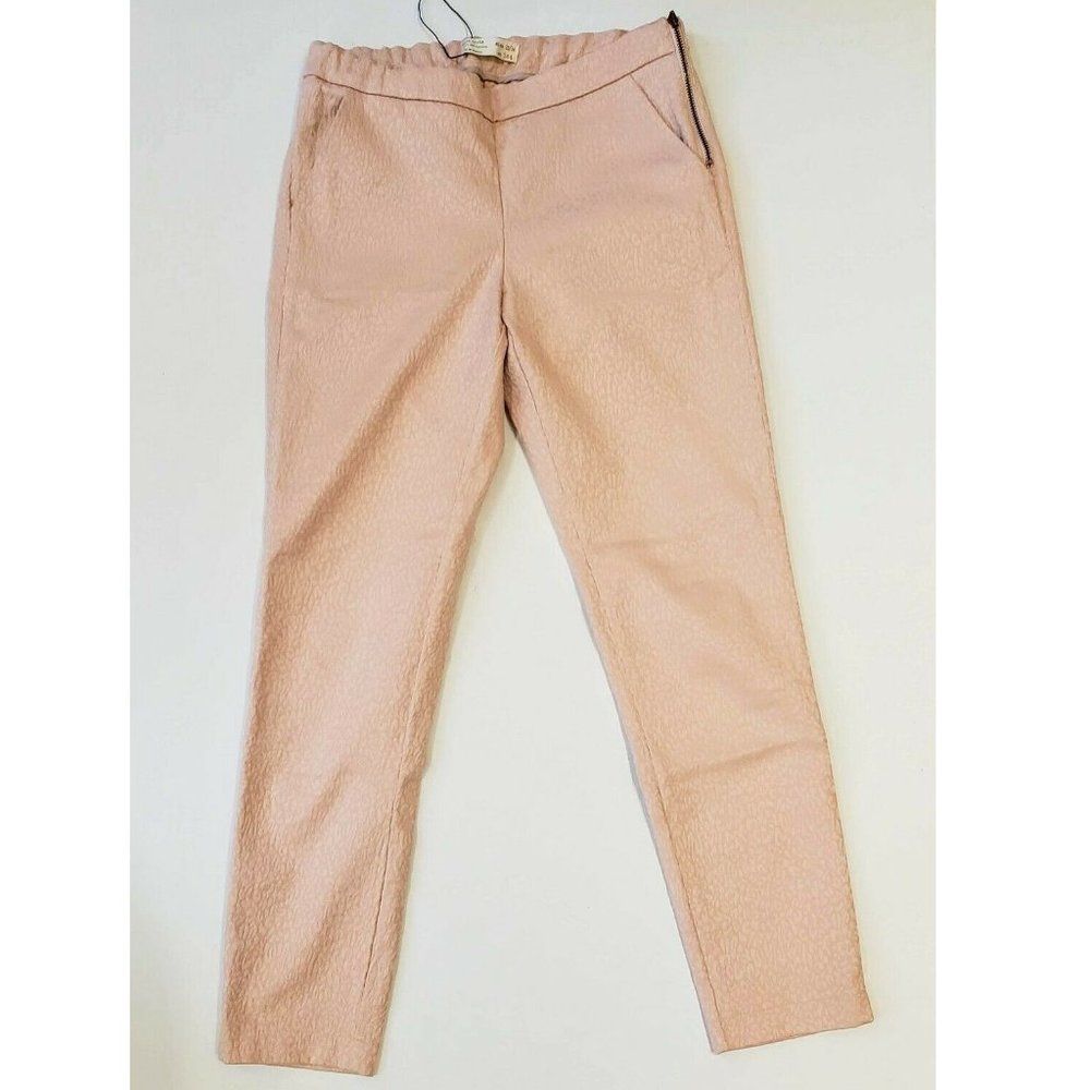 NWOT ZARA GIRLS TAPERED SKINNY PANTS - SIZE 13 14 (12) PINK - TEXTURED FABRIC